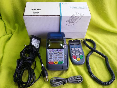 VERIFONE OMNI 3750    Card Terminal Reader  w/ Pinpad 1000SE      FREE SHIP !