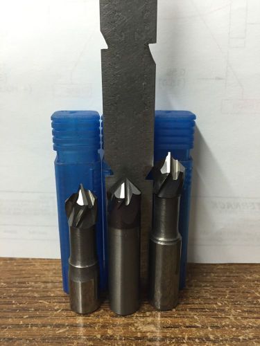 1/2&#034; x 45 deg(90 deg included)[3pcs total] carbide stub length chamfer end mills for sale