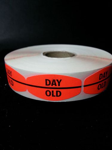 1.5&#034; x .75&#034; DAY OLD MERCHANDISE LABELS 1000 PER ROLL FL RED BLACK STICKER