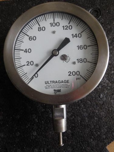 Marshall Town BOURDON &amp; SOCKET ULTRAGAGE 316 SST 200 PSI Pressure Gauge