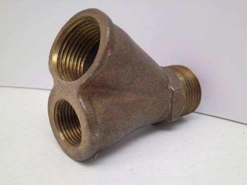 VINTAGE BRASS 3/4&#034;+1&#034; TO 1&#034; Y SPLIT STRAINER THREADED DM