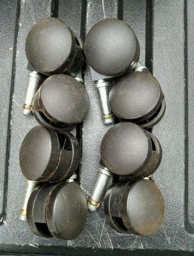 Plastic Casters Lot Of 8 Black Wheels