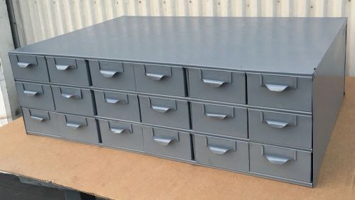 Vintage 18 Drawer Metal Parts Cabinet Organizer Industrial 34 x 23&#034; x 10.5&#034;