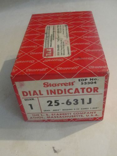 Starrett 25-341J Dial Indicator, 0.375&#034; Stem Dia., 0-50-0 Reading, 0-1&#034; Range