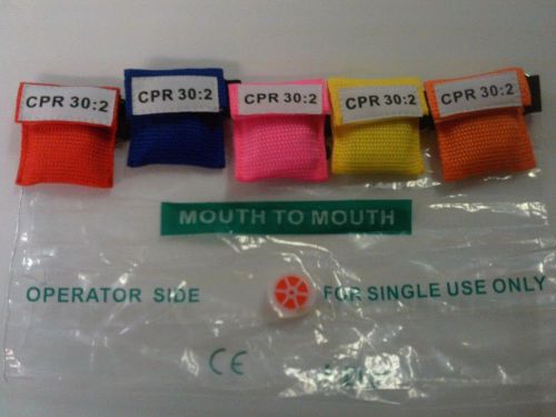 50 assorted color cpr mask keychain face shield disposable 5 colors!! for sale