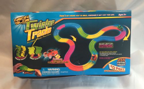 NEW Mindscope Neon Glow Twister Tracks TT255 255 Pieces 12 Feet Black Light