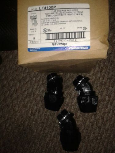 Lot of 3  thomas &amp; betts  lt4100p bullet  liquid tight connectors,1&#034; in, 45 deg for sale