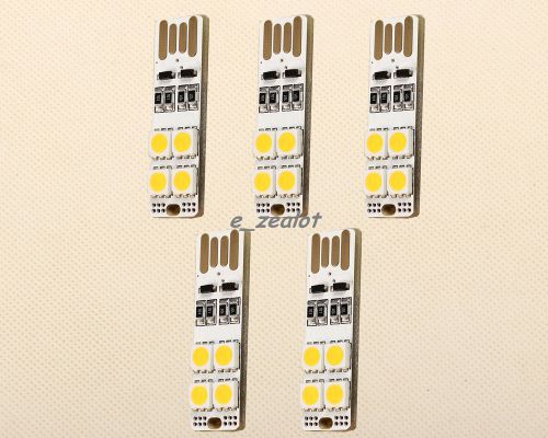 5PCS USB Light Board Warm White 5050 SMD LED Double-Sided USB Interface ICSI006B