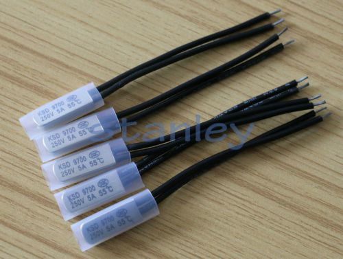 5pcs Bimetal Temperature Switch Thermostat 55?C KSD9700 Normally Closed 250V 5A