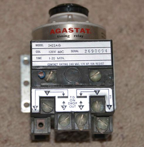 AGASTAT TIME DELAY RELAY MODEL 2422AG 1-20 Min. RANGE