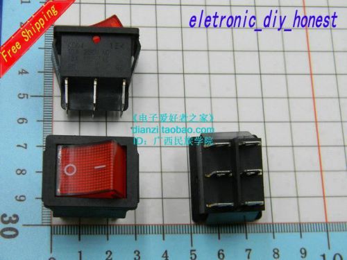10pcs Boatlike Switch KCD4 6pin  Red button  250V 10A/#CP539