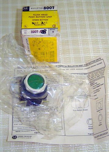 Allen-bradley 800t-a1a green push button switch flush head 2no 2nc new old stock for sale