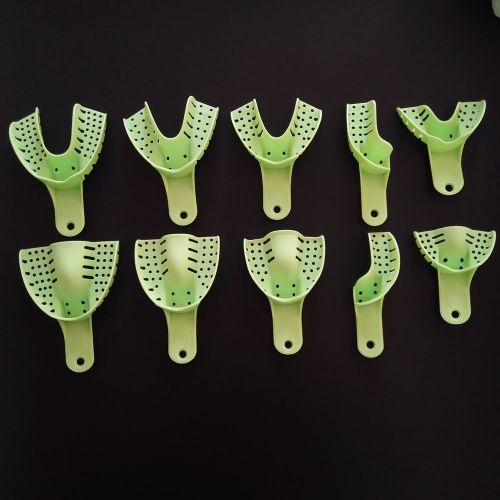 New 1 Box Dental Autoclavable Impression Trays Dental Central 10pcs/box green