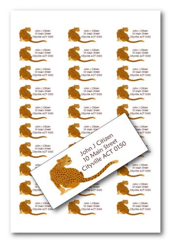 GLOSS finish address labels - design Leopard - Buy 4 sheets, get 1 free!