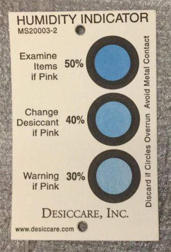 Humidity indicator card, 3 dot, 30-40-50% use with silica gel! &#034;pack of 5&#034; *new* for sale