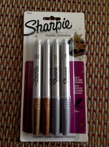 SHARPIE Metallic Gold Silver Bronze Permanent Markers 4 Pk Fine Tip Opaque Ink