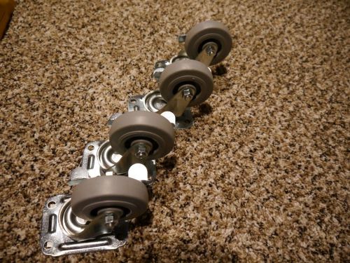 Lot of Four (4) Swivel Plate Caster w/Brake, 125 lb, 3 In Dia 1UHL2 Light Duty