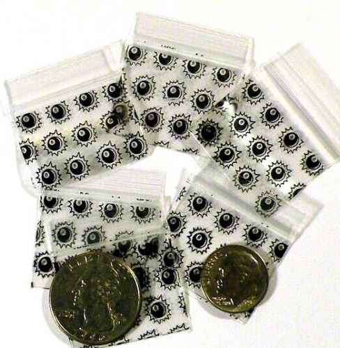 200 Magic Eight Ball Baggies 1.25 x 1&#034; Mini Ziplock Bags 12510 Apple reclosable