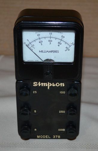 SIMPSON MODEL 378 Milliamperes AC Meter - Nice Condition - Amps