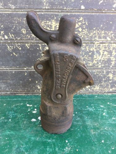 Vtg syraco cast iron barrel dispenser faucet spigot bung tap valve oil gas 2&#034; for sale