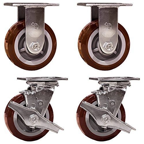 Service Caster SCC-30CS520-PPUR-TLB-2-R520-2 Heavy Duty Polyurethane Casters,