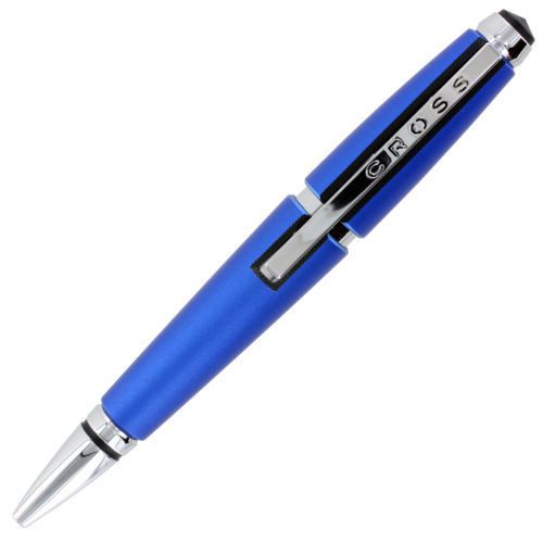 New! cross at0555s-3 edge gel rollerball pen .7mm, nitro blue &amp; chrome boxed for sale