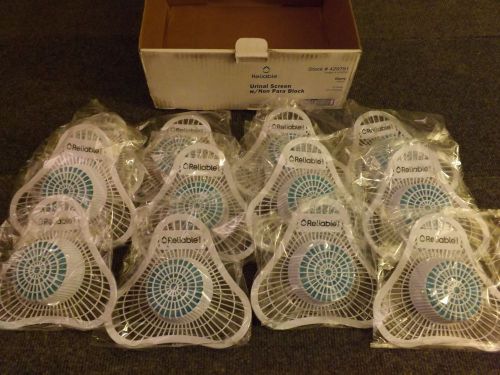 Reliable brand urinal screen w/ non para block. Case of 12. No reserve.