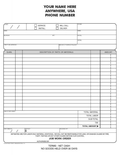 100 2 part NCR Carbonless Forms - LARGE SERVICE ORDER