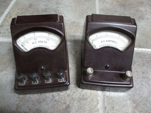 W.M Welch Scientific AC Voltmeter &amp; Amperes Desktop Meter 3081F &amp; 30818 VINTAGE