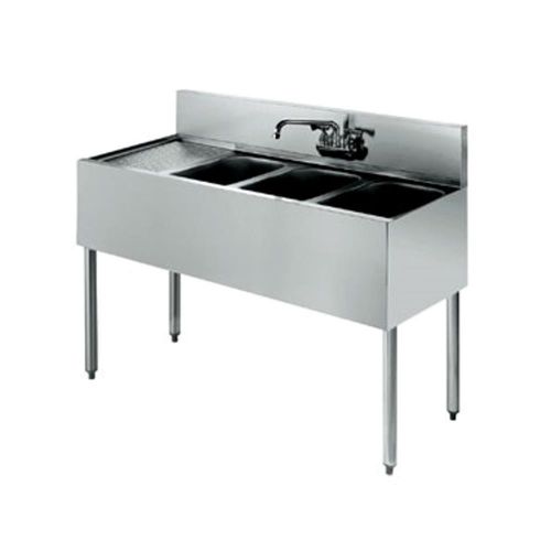 Krowne KR21-43R - Royal 2100 48&#034; 3 Compartment Bar Sink, 12&#034; Drainboard On Left