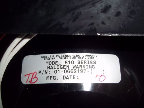 WHELEN  MODEL 810 SERIES HALOGEN WARNING      P/N  01-0662197