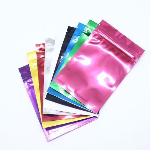 8.5x13cm glossy flat aluminum foil zip lock bag resealable mylar pouch food safe for sale