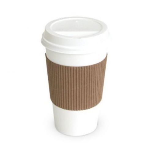 100 Paper Coffee Cup/Disposable Hot Cup 20 oz. WHITE with 100 Cappuccino Lids an