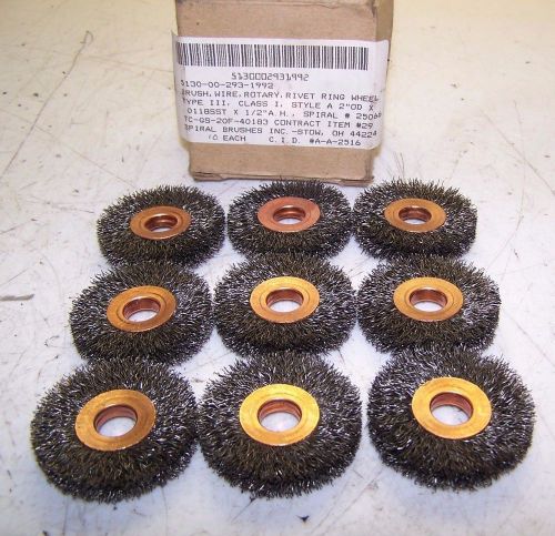 9) new wire brush wheel 2&#034; od x 1/2&#034; wire brush rotary rivet ring wheel lot of 9 for sale