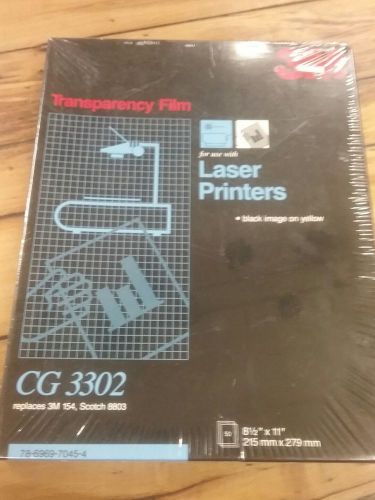 3M Box Of 50 Sealed 8.5&#034;x11&#034; CG 3302 Transparency Film Black Image On Yellow