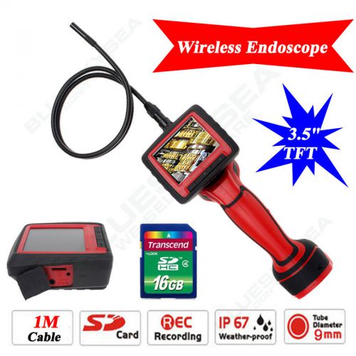 3.5&#034; Screen Car Inspection Snake Drain HD Camera 9mm Borescope Endoscope+SD Card