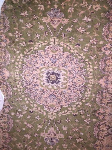 VTG Gorgeous Large Pakistan made 100% Wool Rug Pink Green 65&#034; X 110&#034;