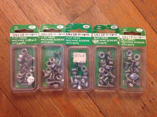 Vintage VSI Fasteners Flat Head Machine Screws With Nuts 1/4&#034; X 1/2&#034; #96118