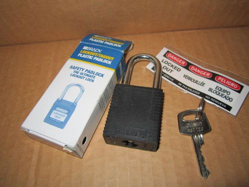 99580 lockout padlock, black, with one key, 1.5&#034; shackle, plastic body for sale