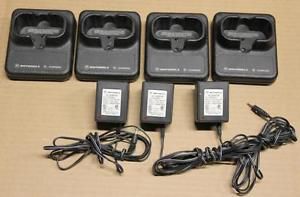 Four Original Motorola HLN8371A HTN9204A 50285 Chargers w/ Three Adapters