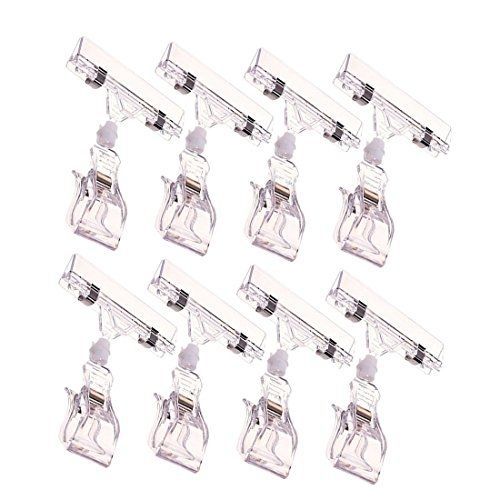 Antner 8 Pack Plastic Rotatable POP Clips Sign Clip Holder-on Sign Holder,Clear