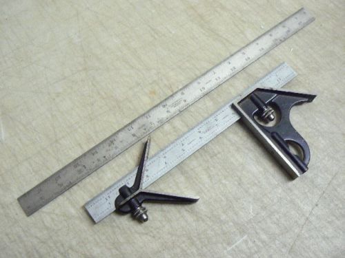 Starrett 18&#034; No.4 &amp; 12&#034; 4R Grad Graduated Rule Combination Square w/Center Head