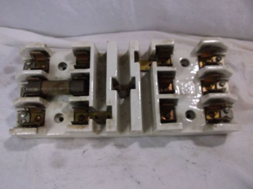 Vintage Standard Electric Porcelain 3-Pole Fuse Block Holder 60A-250v steam punk