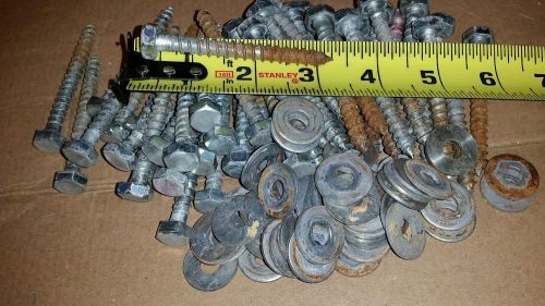 100 pcs. Hex Head 1/4 x 3&#034; Lag Bolts Galvanized Wood Screws With Washer Used