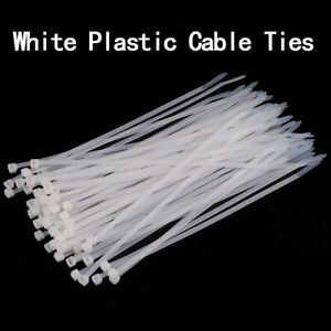 Cable Ties Universal  Secure Locking Strong  White  Plastic Ties Zip Electrical