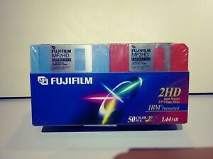 50 Pack SEALED - Fujifilm 2HD 3.5 High Density Floppy Disks IBM Formatted 1.44MB