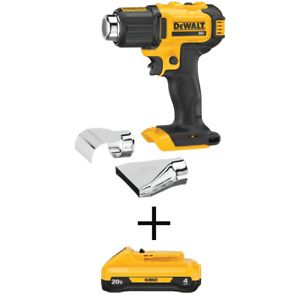 20-Volt MAX Cordless Compact Heat Gun, Flat &amp; Hook Nozzle Attachments &amp; (1) 20-V