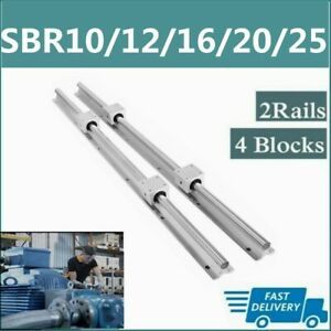 2X SBR10 SBR12 SBR16 SBR20 SBR25 Linear Rail+4X SBR10/12/16/20/25UU CNC Set