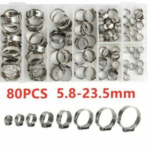 Clamp Crimp Hose Stainless Steel Single Ear Stepless Assortment Kit 5.8-23.5mm