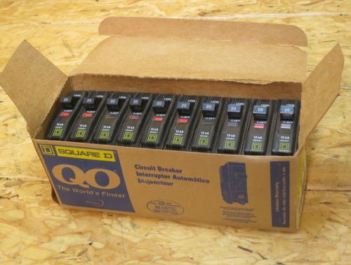 Lot of 10 square d qo120hm 20a circuit breaker plug-on 1 pole for sale